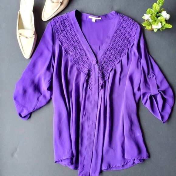 Gianni Bini Purple Flowy Blouse - Picture 1 of 8